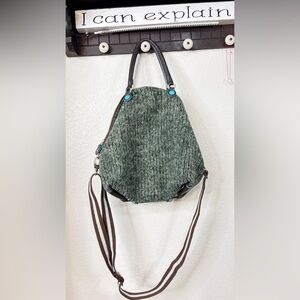 GABS Leather & Wool Italian Convertible Crossbody Top Handle Green Women's Bag
